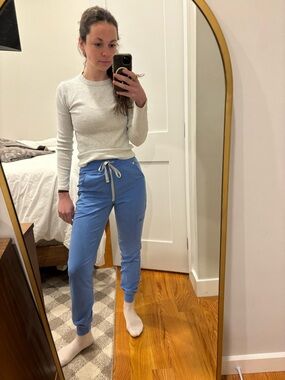 Figs ceil Blue Drawstring Jogger Pants for Women